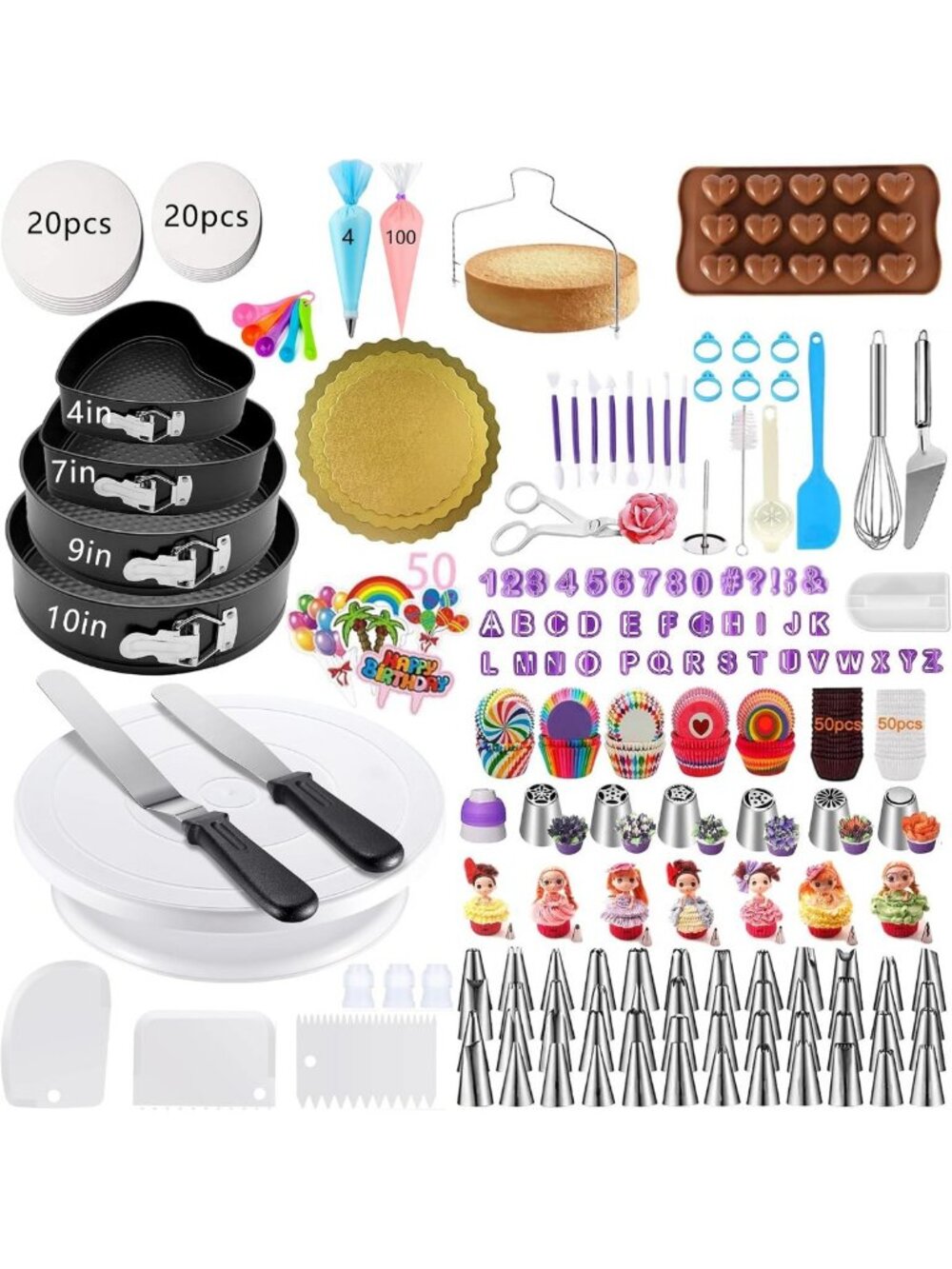540PCS Cake Decorating Kit - Complete Baking Set with Turntable & Tools for
